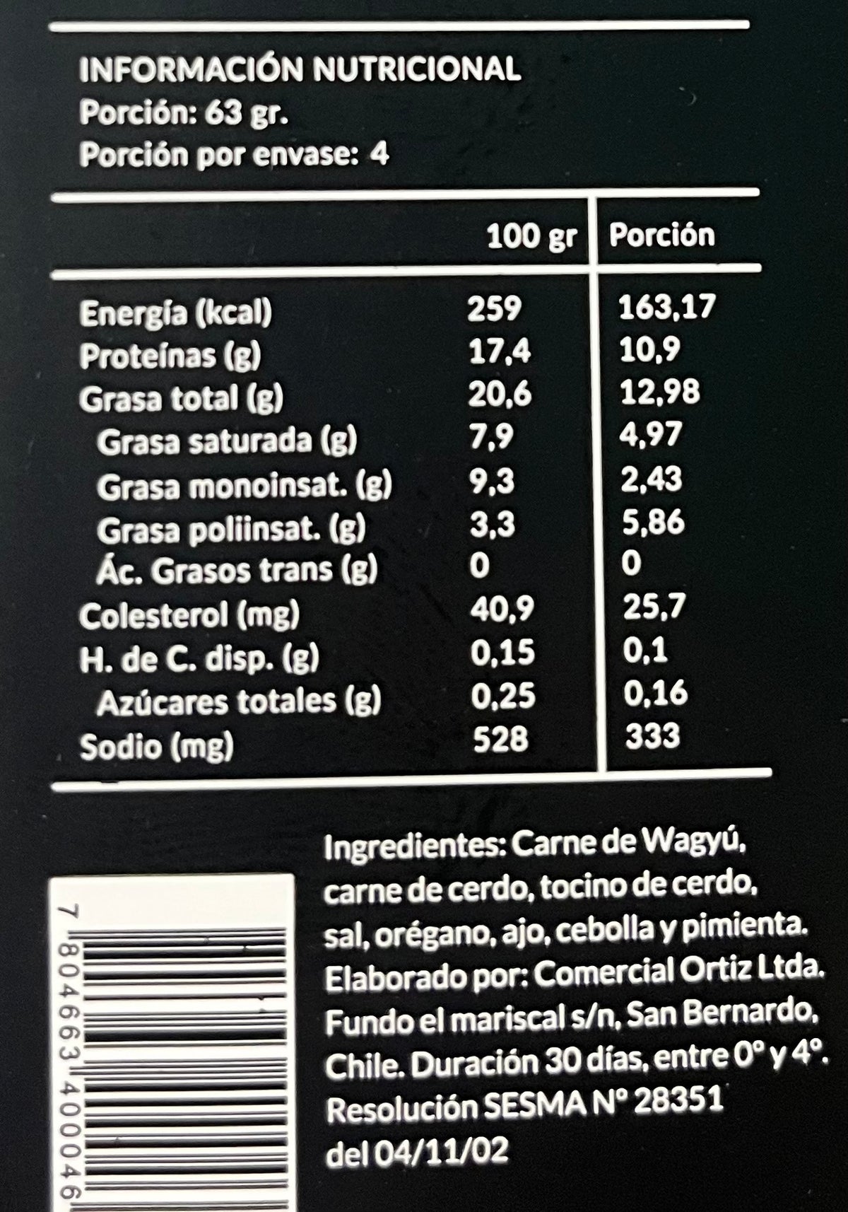 Chorizo Parrillero 100% Wagyu